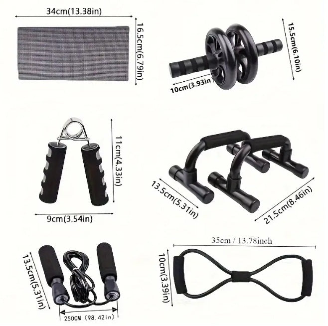 7pcs Strength Training Set Webbing, 2 Push Up Tools, Grip Reinforcement, Type 8 Tension Rope, Jump Rope, And Kneeling Pad